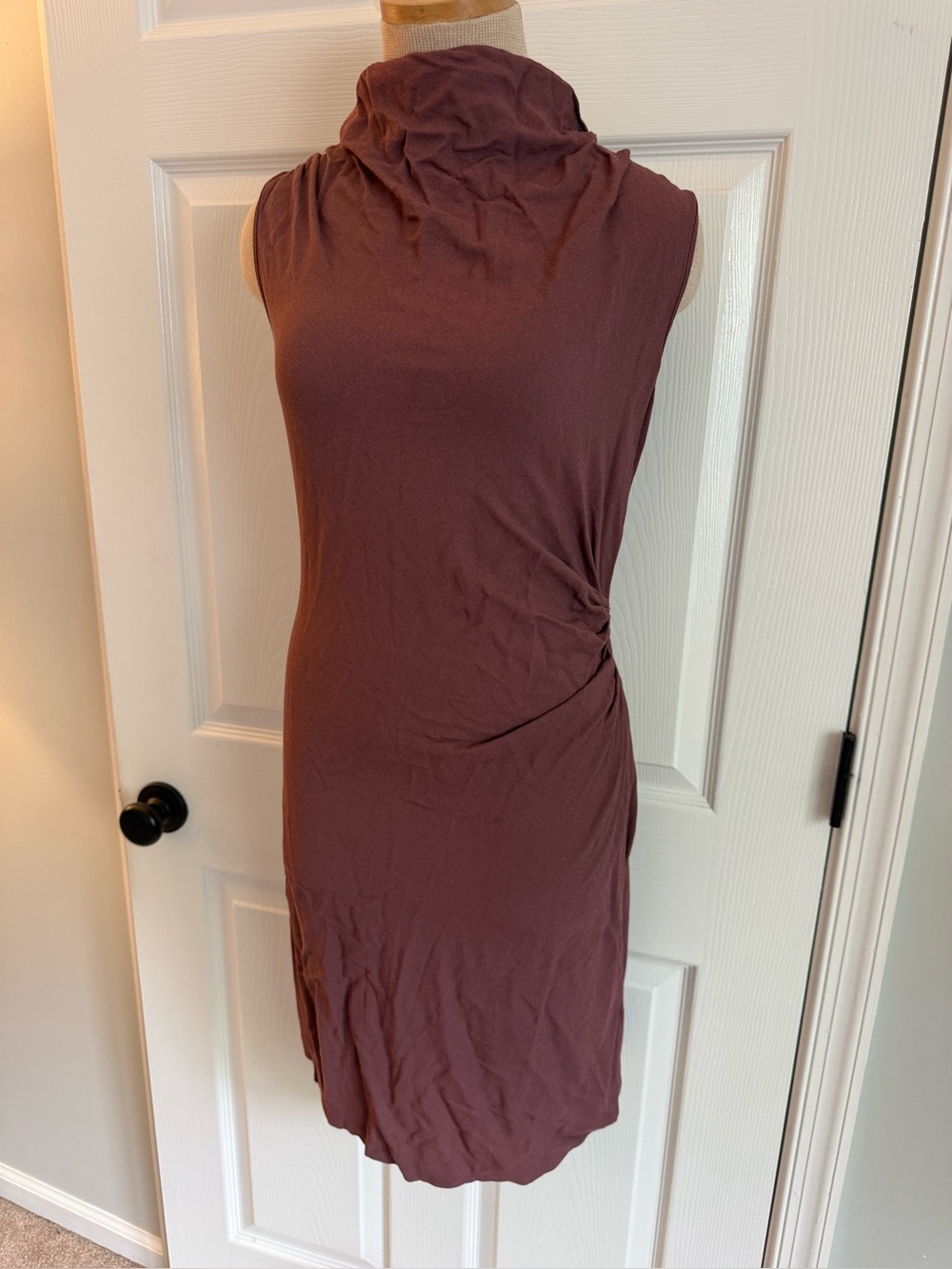 Peserico Sleeveless Cowl Neck Ruched Side Dress 42